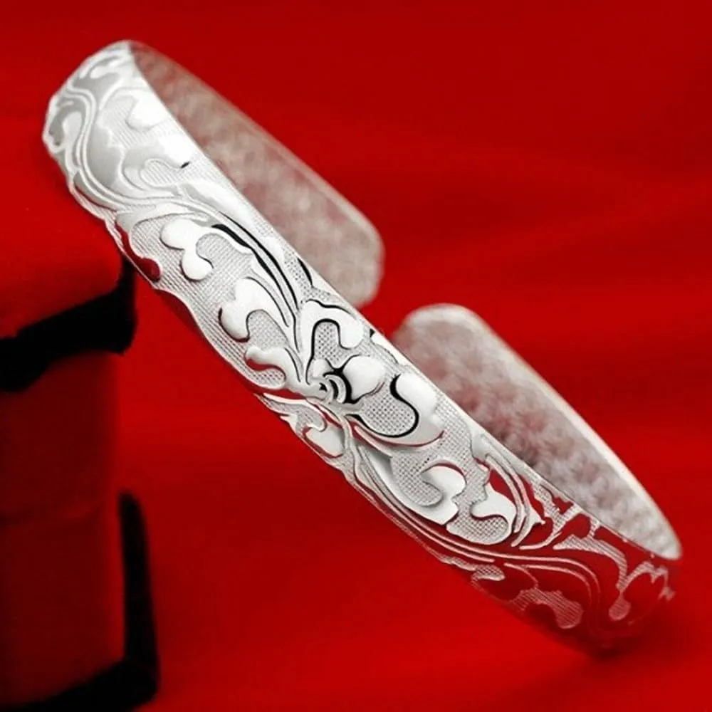 925 Sterling Silver Cuff Bangle Bracelets Adjustable Jewelry Fashion Simple Open Bangles Cuff Jewelry for Women Mom Wife Mothers Day Valentine Gift