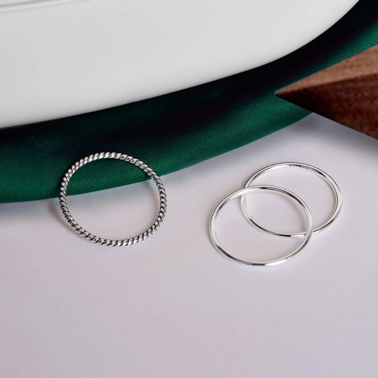 925 Sterling Silver Knuckle Rings for Women Minimalist Thin Stacking Rings Set 3PCS Midi Pinky Ring Size 2.5-8.5