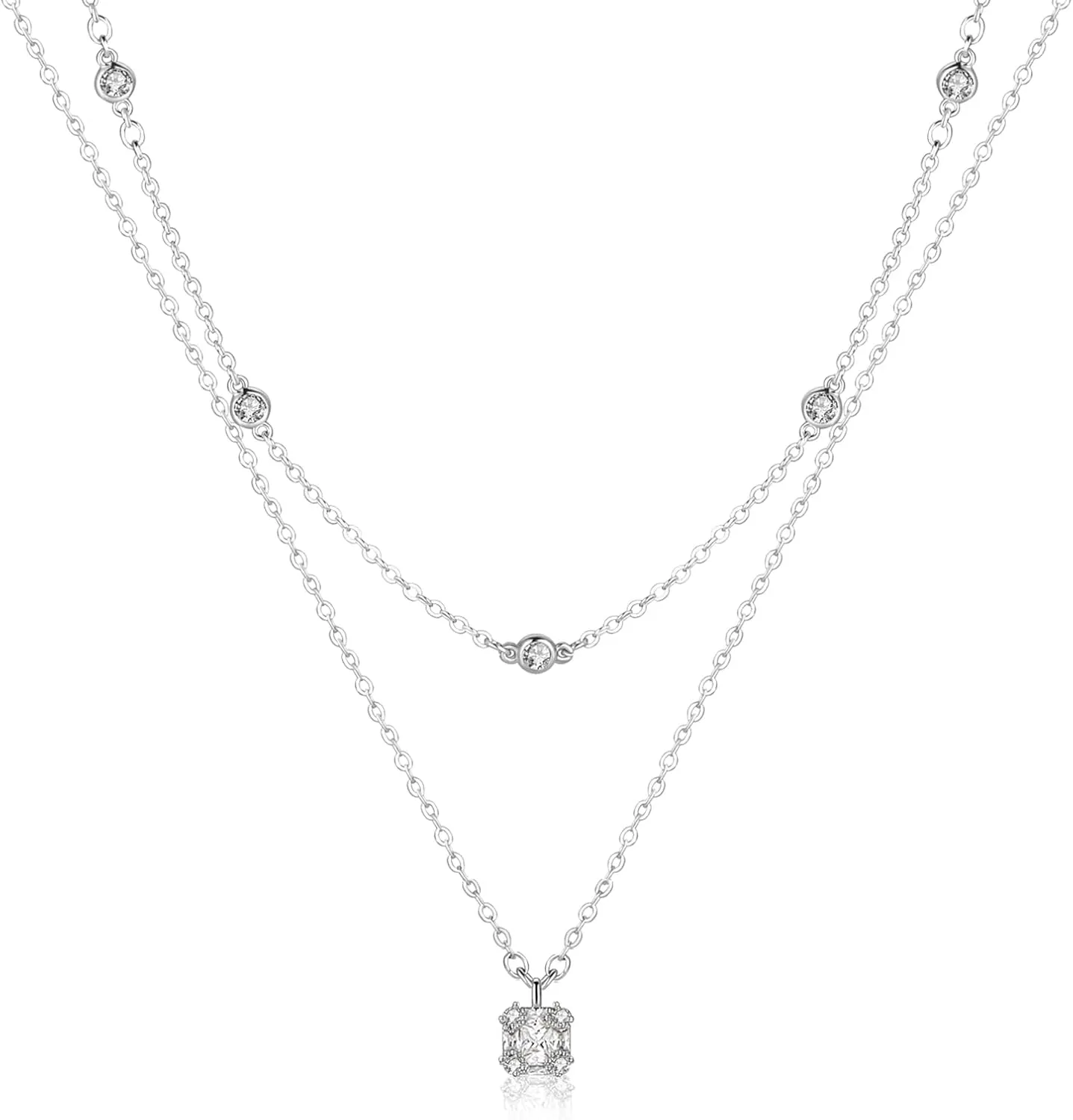 ACECHA Diamond Necklaces for Women-Dainty 18K Gold Silver Plated Choker CZ Layered Pendant with Pearl Diamond Zircon Cross Trendy Minimalist Necklace Jewelry Gifts For Women