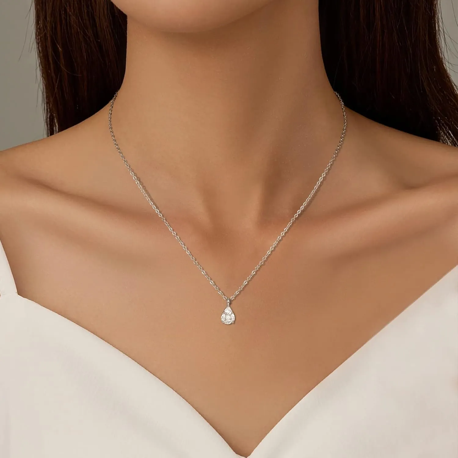 ACECHA Diamond Necklaces for Women-Dainty 18K Gold Silver Plated Choker CZ Layered Pendant with Pearl Diamond Zircon Cross Trendy Minimalist Necklace Jewelry Gifts For Women