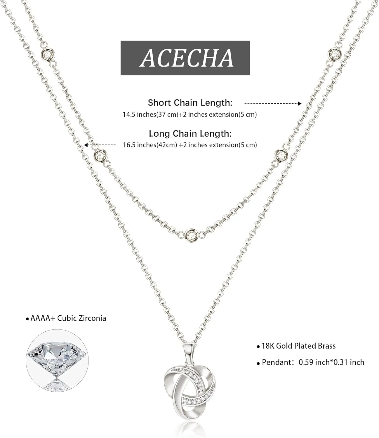 ACECHA Diamond Necklaces for Women-Dainty 18K Gold Silver Plated Choker CZ Layered Pendant with Pearl Diamond Zircon Cross Trendy Minimalist Necklace Jewelry Gifts For Women