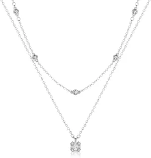 ACECHA Diamond Necklaces for Women-Dainty 18K Gold Silver Plated Choker CZ Layered Pendant with Pearl Diamond Zircon Cross Trendy Minimalist Necklace Jewelry Gifts For Women
