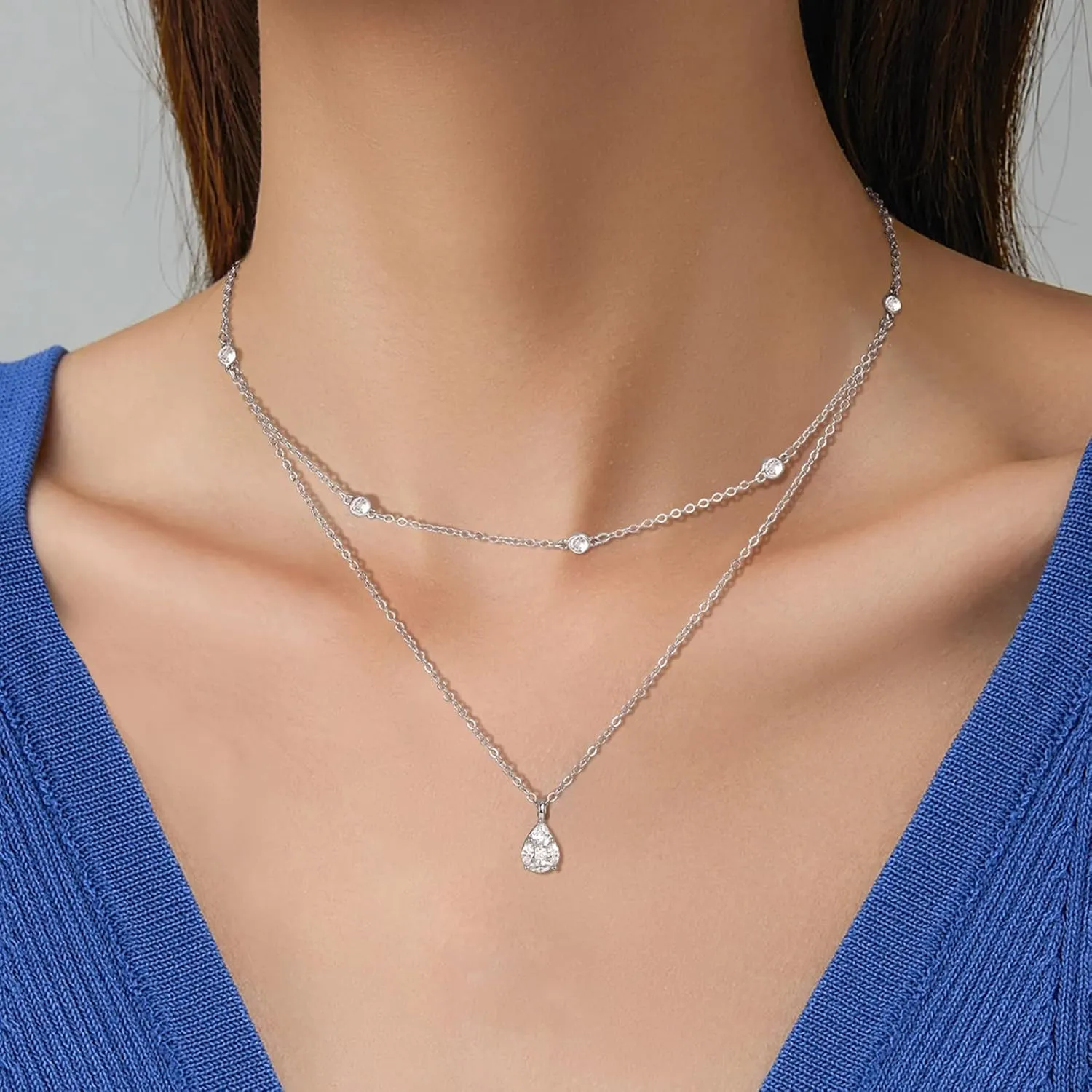 ACECHA Diamond Necklaces for Women-Dainty 18K Gold Silver Plated Choker CZ Layered Pendant with Pearl Diamond Zircon Cross Trendy Minimalist Necklace Jewelry Gifts For Women