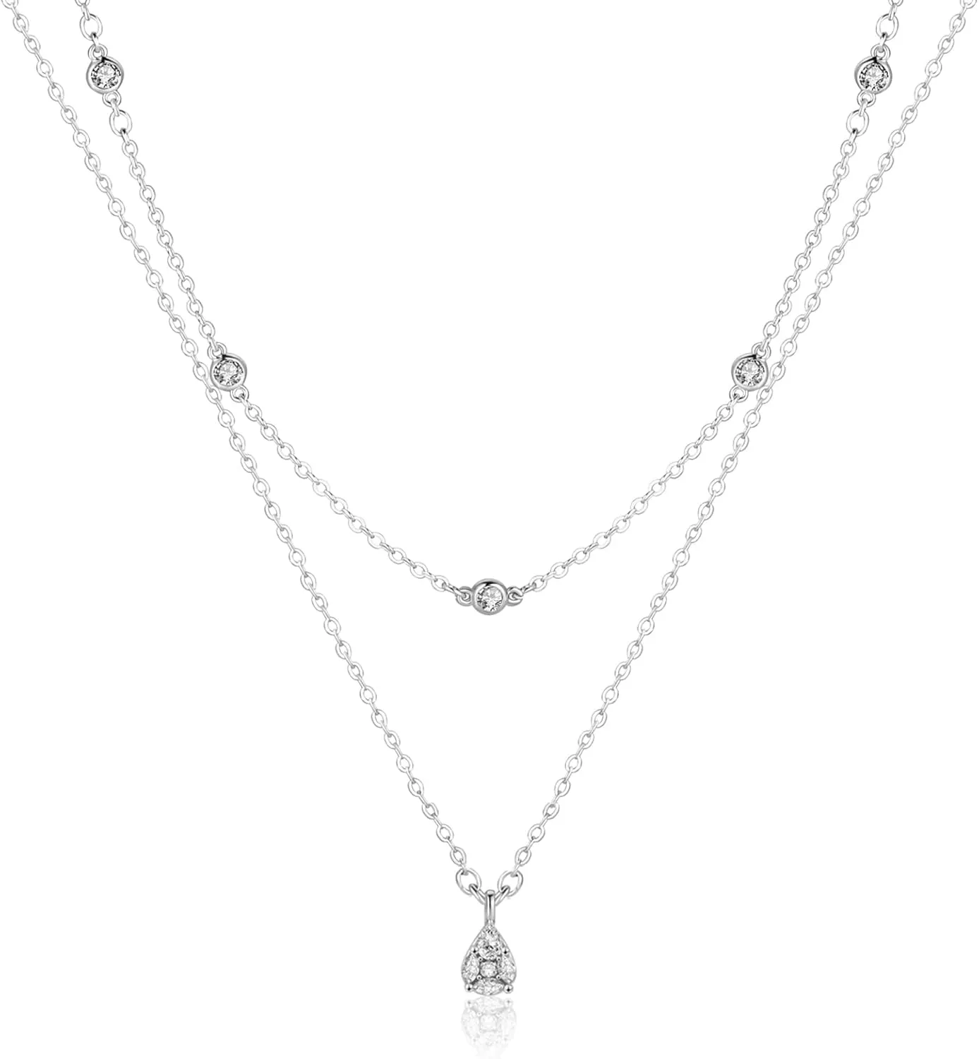 ACECHA Diamond Necklaces for Women-Dainty 18K Gold Silver Plated Choker CZ Layered Pendant with Pearl Diamond Zircon Cross Trendy Minimalist Necklace Jewelry Gifts For Women