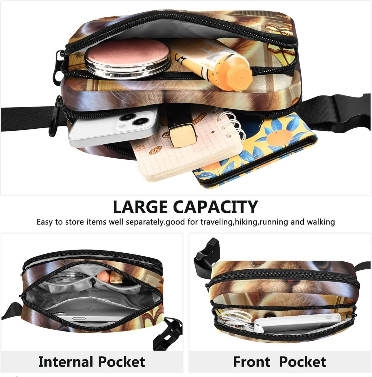 Adorable Bunny Tea Time Women Fanny Packs Waterproof Hip Pouch Belt Bag Designer Crossbody Waist Purse