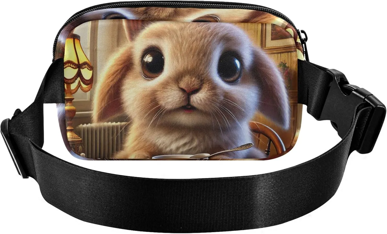 Adorable Bunny Tea Time Women Fanny Packs Waterproof Hip Pouch Belt Bag Designer Crossbody Waist Purse