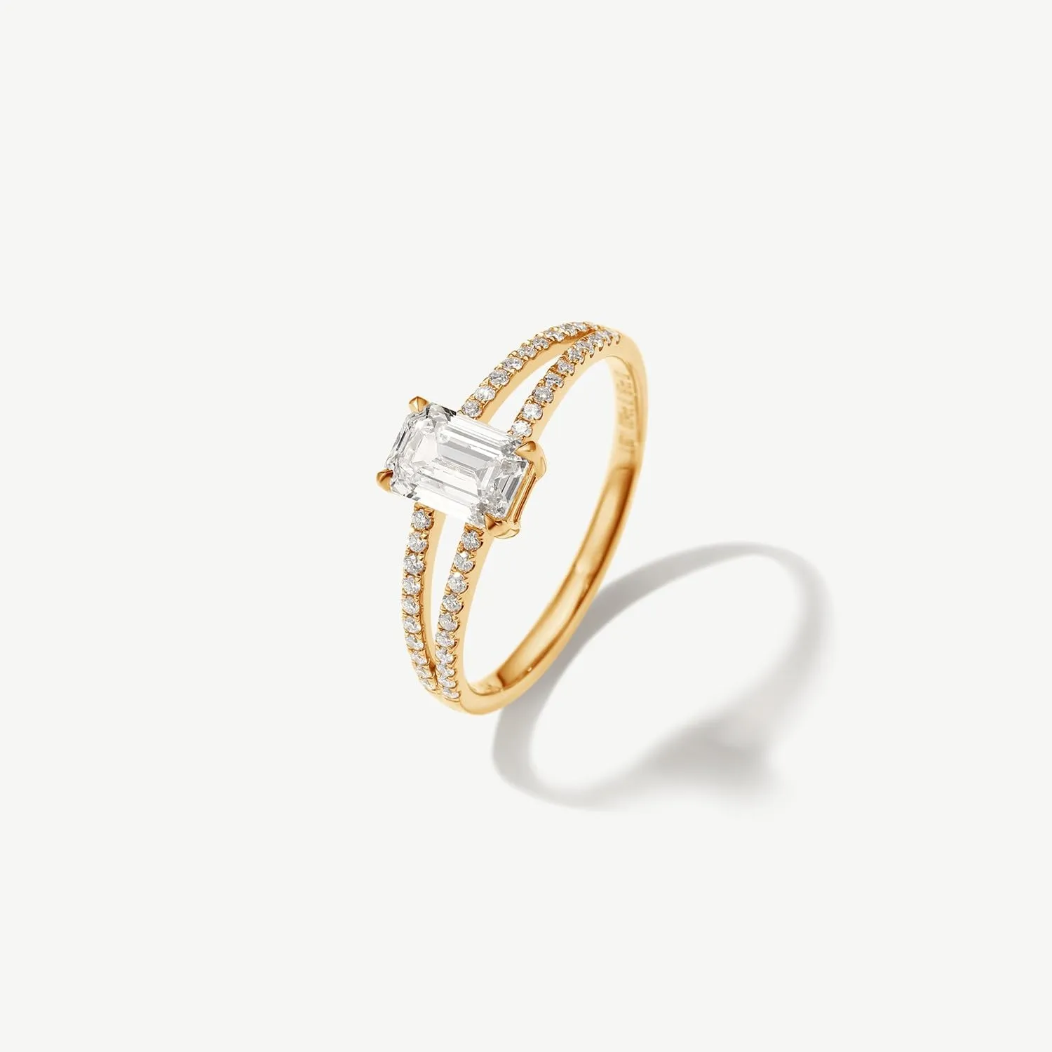 AGVANA Bound by Brilliance IGI Certified 1 Carat Emerald-Cut Lab-Grown Diamond Engagement Ring for Women Anniversary Wedding Ring in 14K Solid Gold (D-E Color, VS Clarity, 1.19 Ct. Tw)