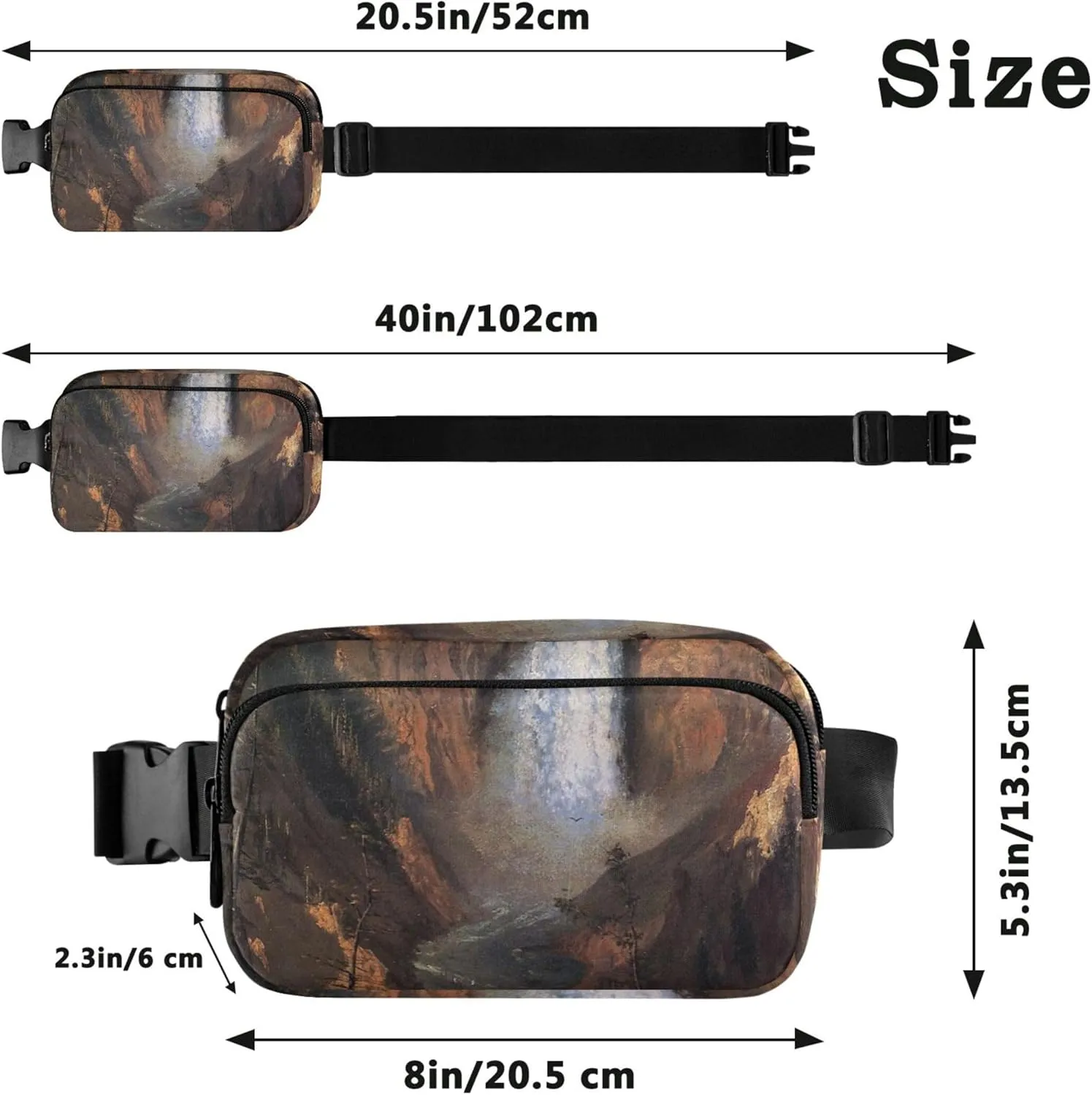 Albert Bierstadt Yellowstone Falls Fanny Pack for Women Hiking Everywhere Belt Bag Waterproof Waist Pouches for Men