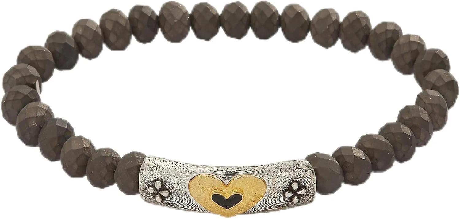 Alex and Ani Heart Stretch Bracelet,Two Tone,Two Tone,Bracelet, 6.5 inches to 8 inches