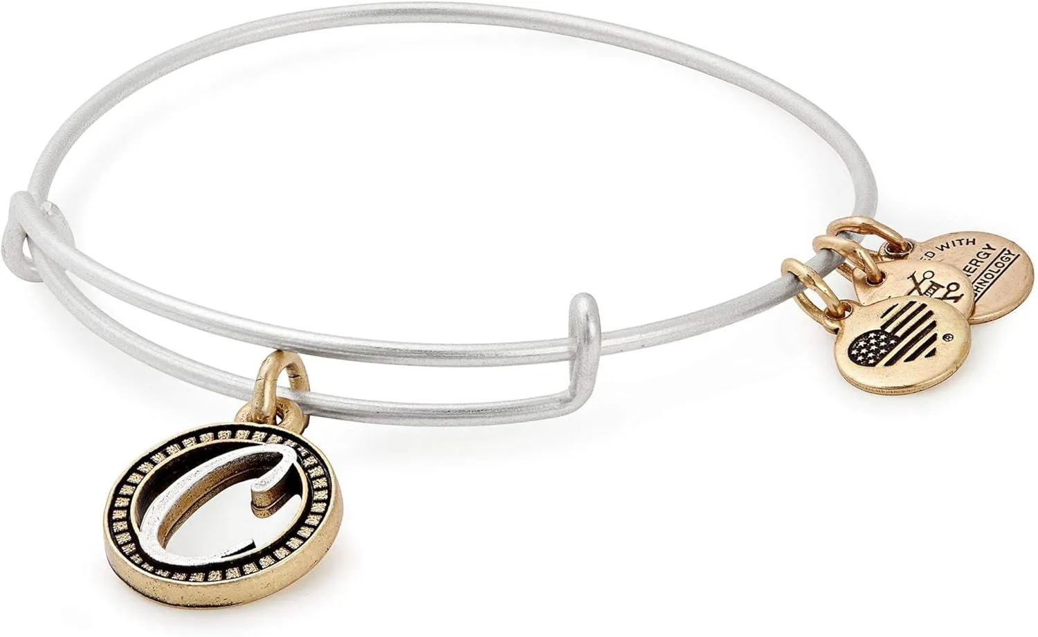 Alex and Ani Women's Initial C II Bangle Two Tone Bracelet, Rafaelian Silver