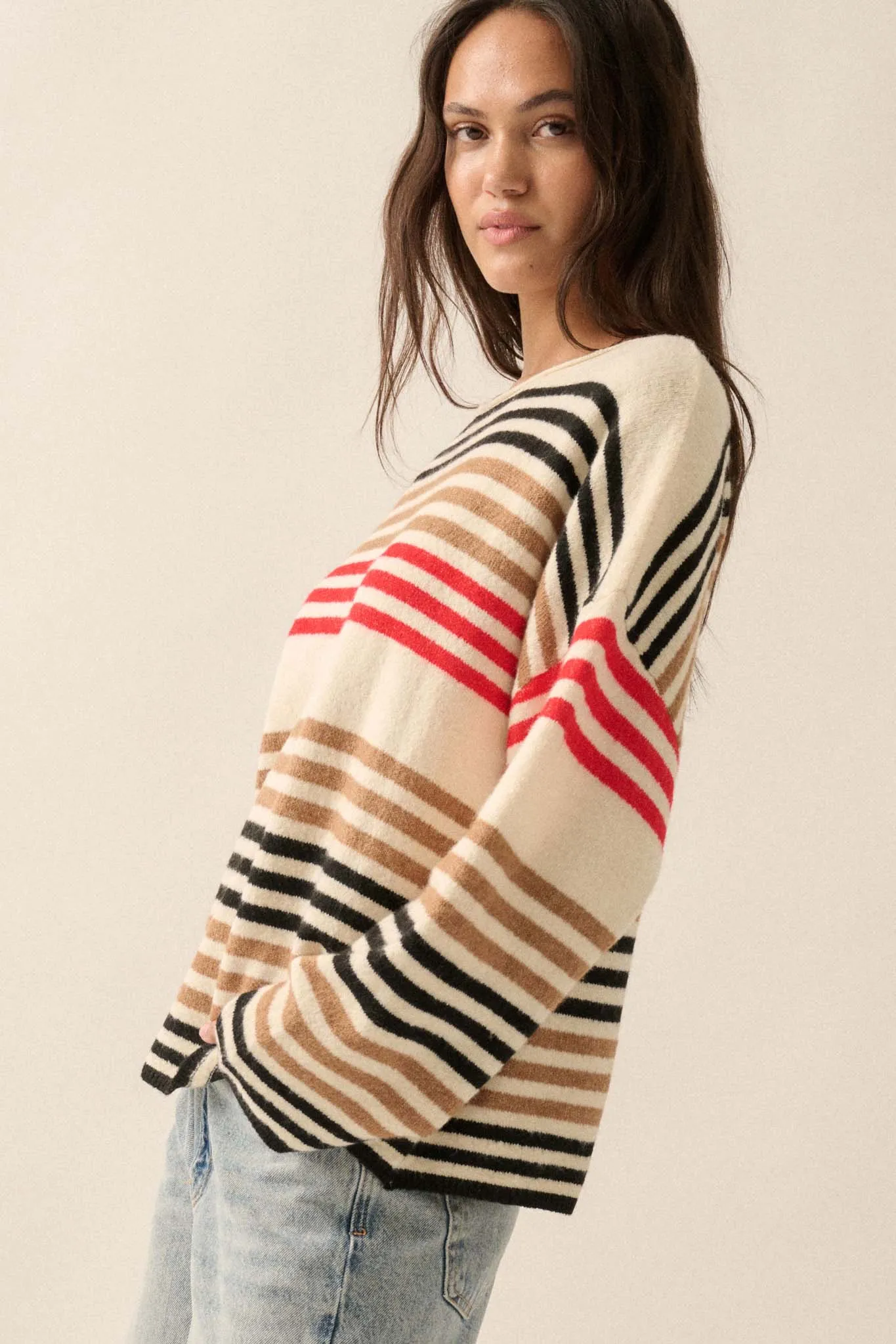 Along These Lines Multicolor Striped Knit Sweater