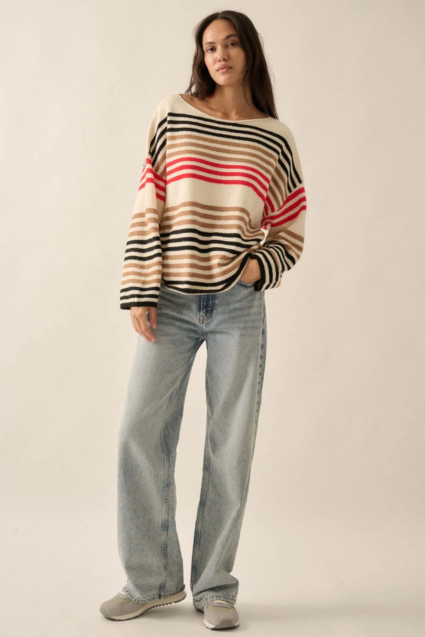 Along These Lines Multicolor Striped Knit Sweater