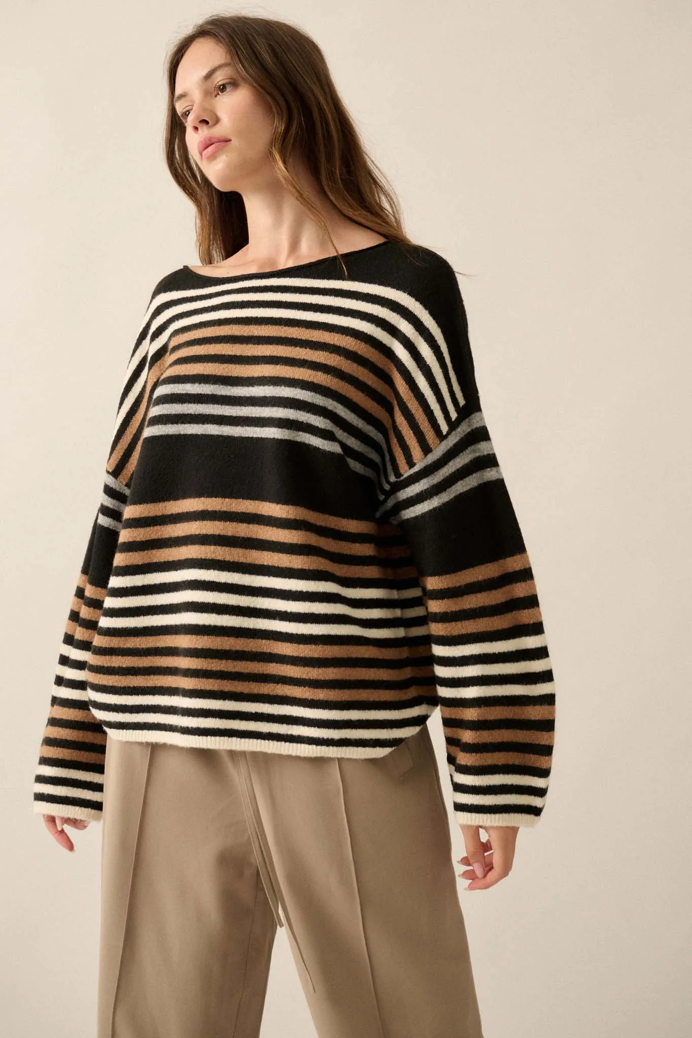 Along These Lines Multicolor Striped Knit Sweater