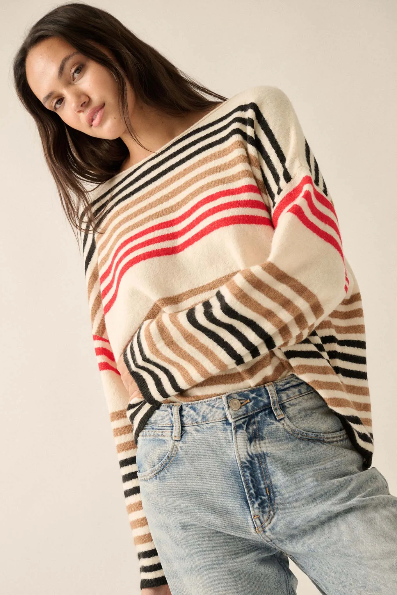 Along These Lines Multicolor Striped Knit Sweater