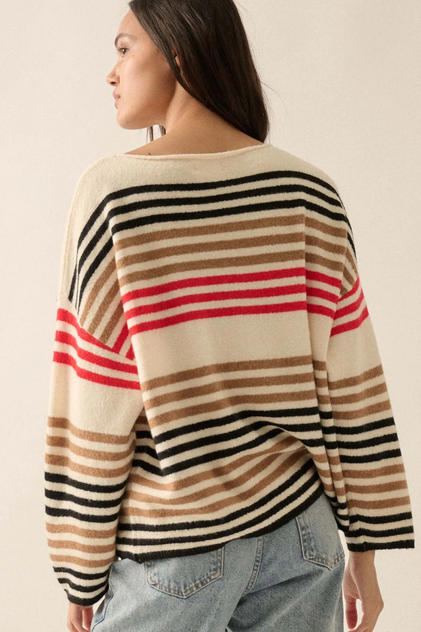 Along These Lines Multicolor Striped Knit Sweater