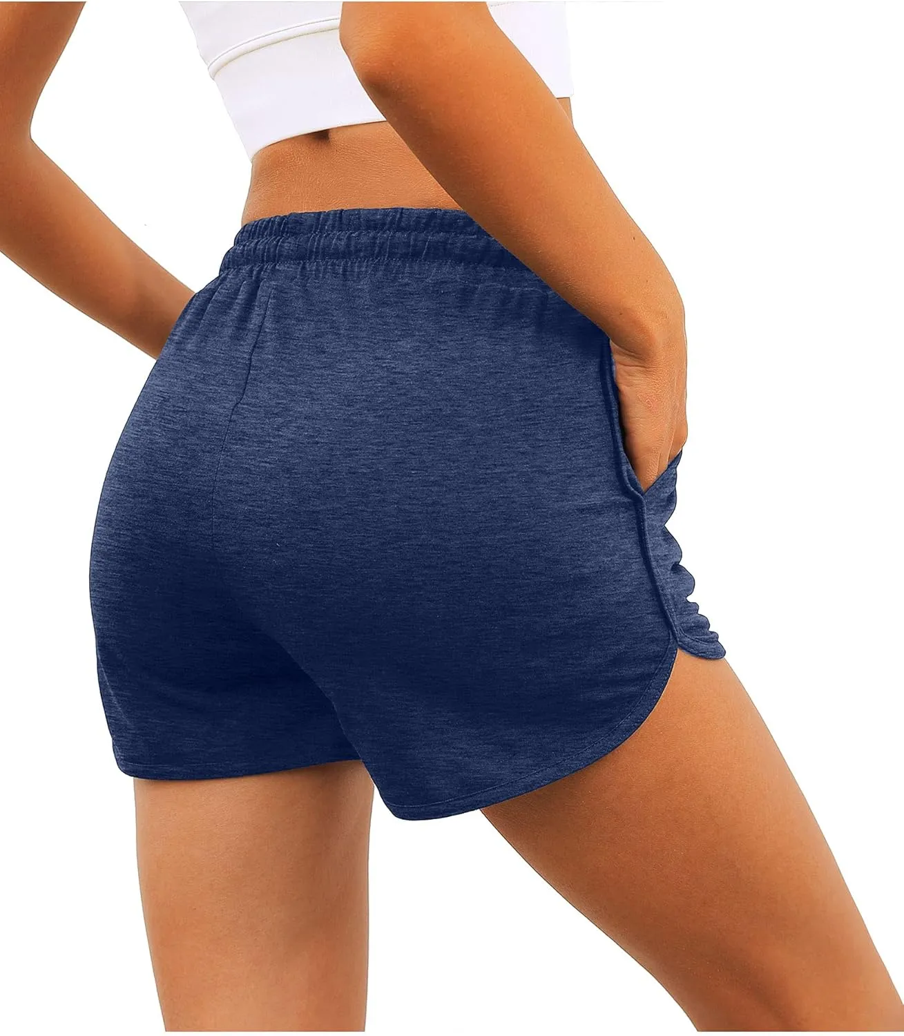 Aloodor Womens Athletic Shorts Running Dolphin Shorts with Pockets and Drawstring
