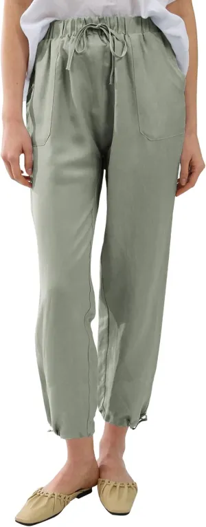 Amazhiyu Womens Linen High Waist Pencil Pants with Pockets Drawstring Trousers