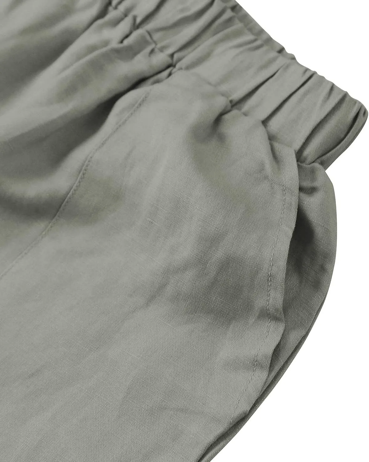Amazhiyu Womens Linen High Waist Pencil Pants with Pockets Drawstring Trousers