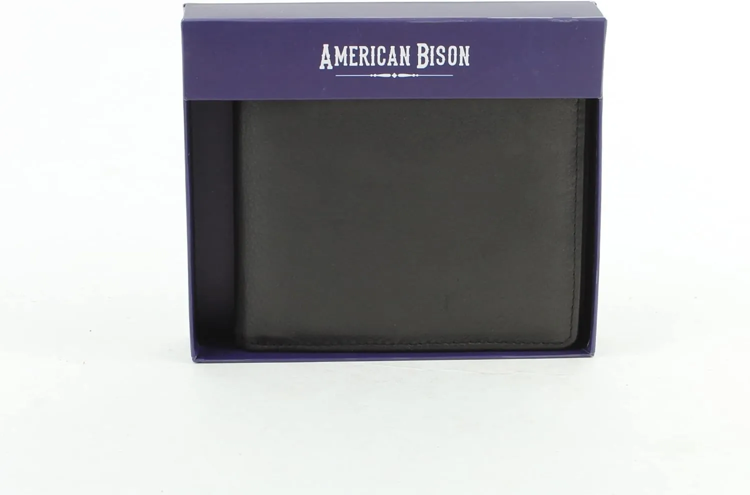 American Bison Slim Genuine Leather Bifold Wallet for Men  Secure RFID Blocking Men's Wallet  Durable & Classic Style (Black)