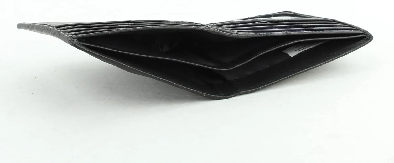 American Bison Slim Genuine Leather Bifold Wallet for Men  Secure RFID Blocking Men's Wallet  Durable & Classic Style (Black)