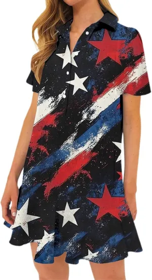 American Flag Dress for Women 4th of July Outfits Patriotic Dress Fourth of July Outfit Summer Boho Beach Sundresses