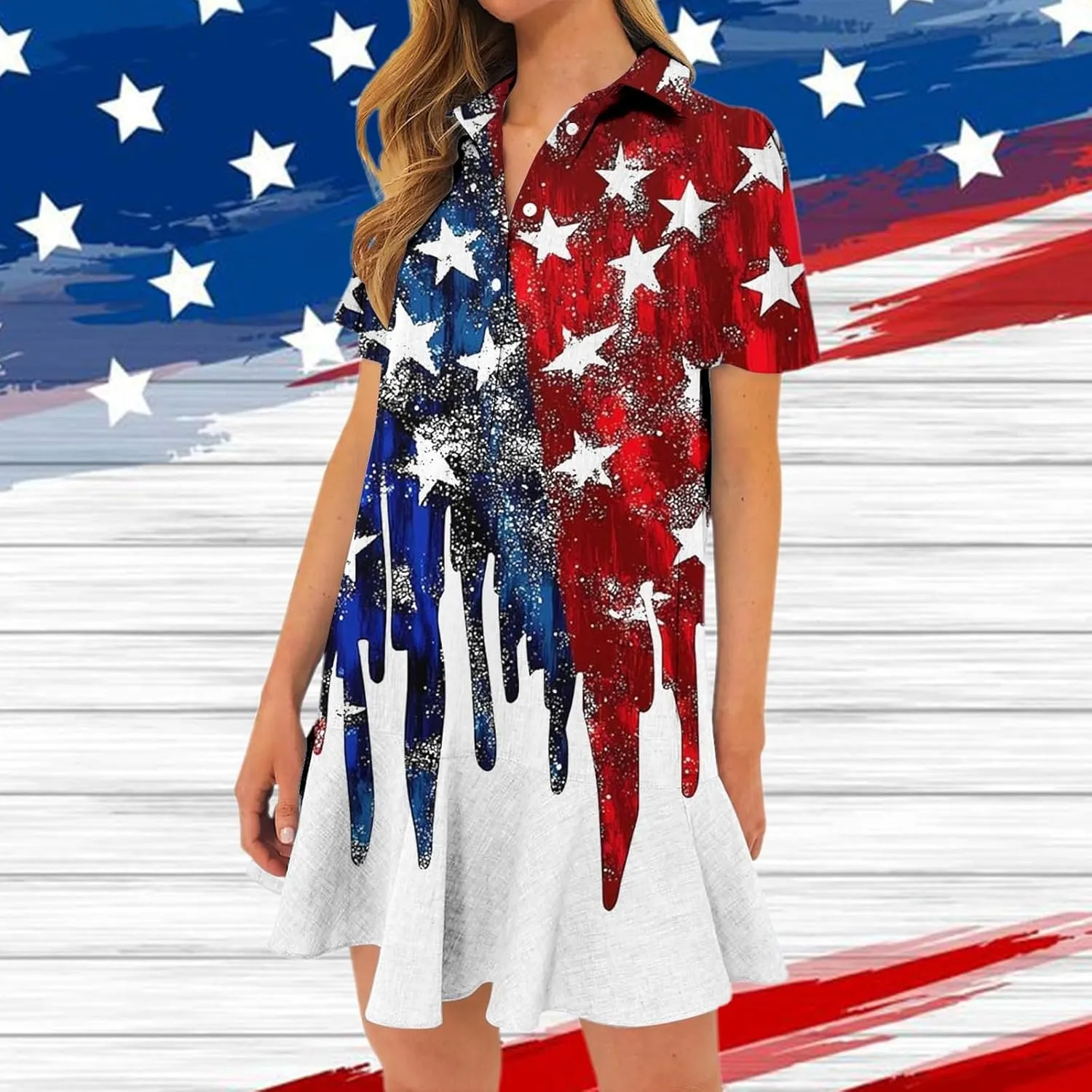 American Flag Dress for Women 4th of July Outfits Patriotic Dress Fourth of July Outfit Summer Boho Beach Sundresses