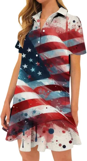American Flag Dress for Women 4th of July Outfits Patriotic Dress Fourth of July Outfit Summer Boho Beach Sundresses