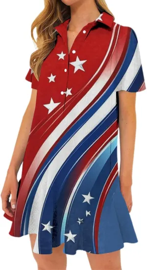 American Flag Dress for Women 4th of July Outfits Patriotic Dress Fourth of July Outfit Summer Boho Beach Sundresses
