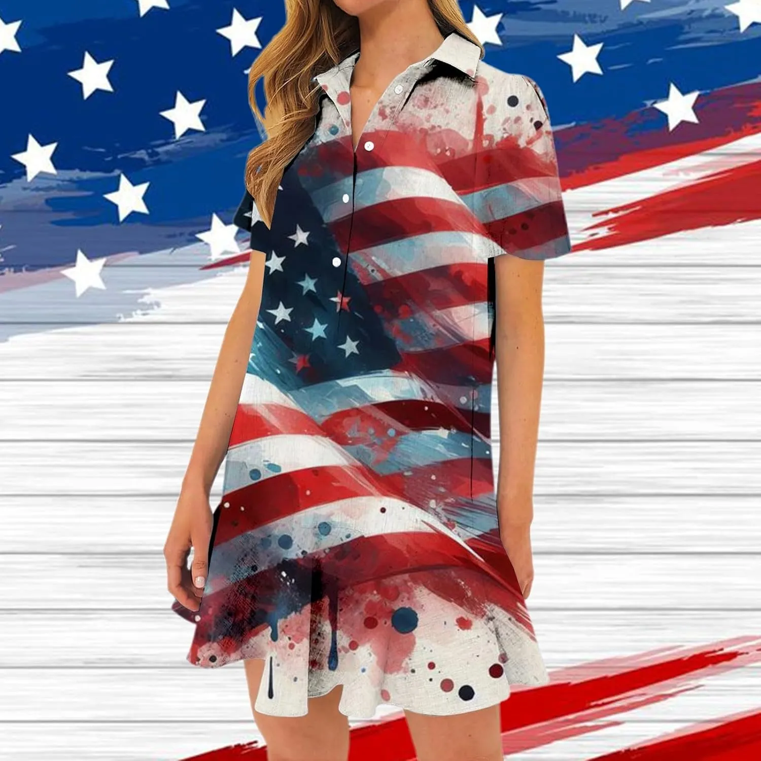 American Flag Dress for Women 4th of July Outfits Patriotic Dress Fourth of July Outfit Summer Boho Beach Sundresses