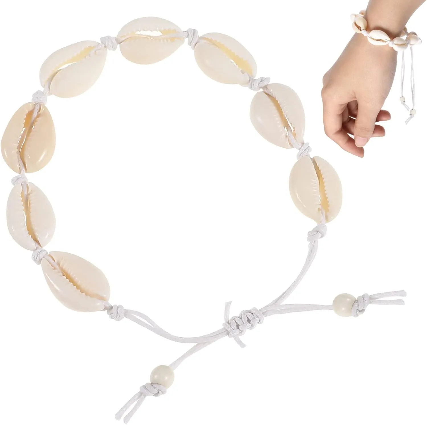 Amosfun Handmade Seashell Braided Bracelet Style for Women Adjustable Wrist String Fashion Jewelry Present