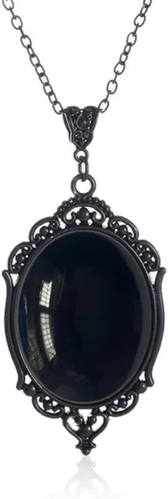 Atiptu Gothic Cameo Necklace for Women Halloween Crystal Pendant Necklaces Vintage Purple Stardust Crystal Emboss Necklace Halloween Victorian Jewelry