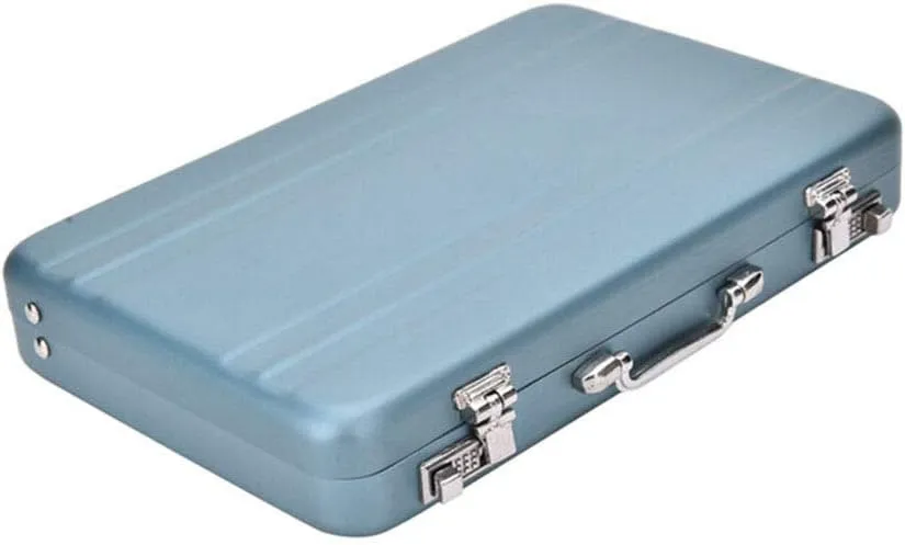 ausuky Mini Aluminum Suitcase Briefcase Card Holder Box Case Gift Box (blue)
