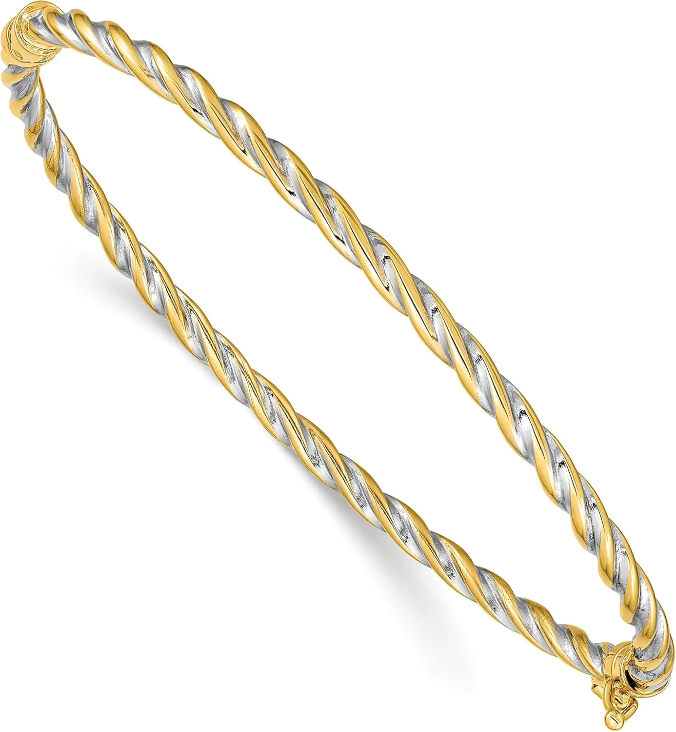Avariah Gold 14k Two-Tone Polished Hinged Bangle Bracelet - 7" - Made In Italy