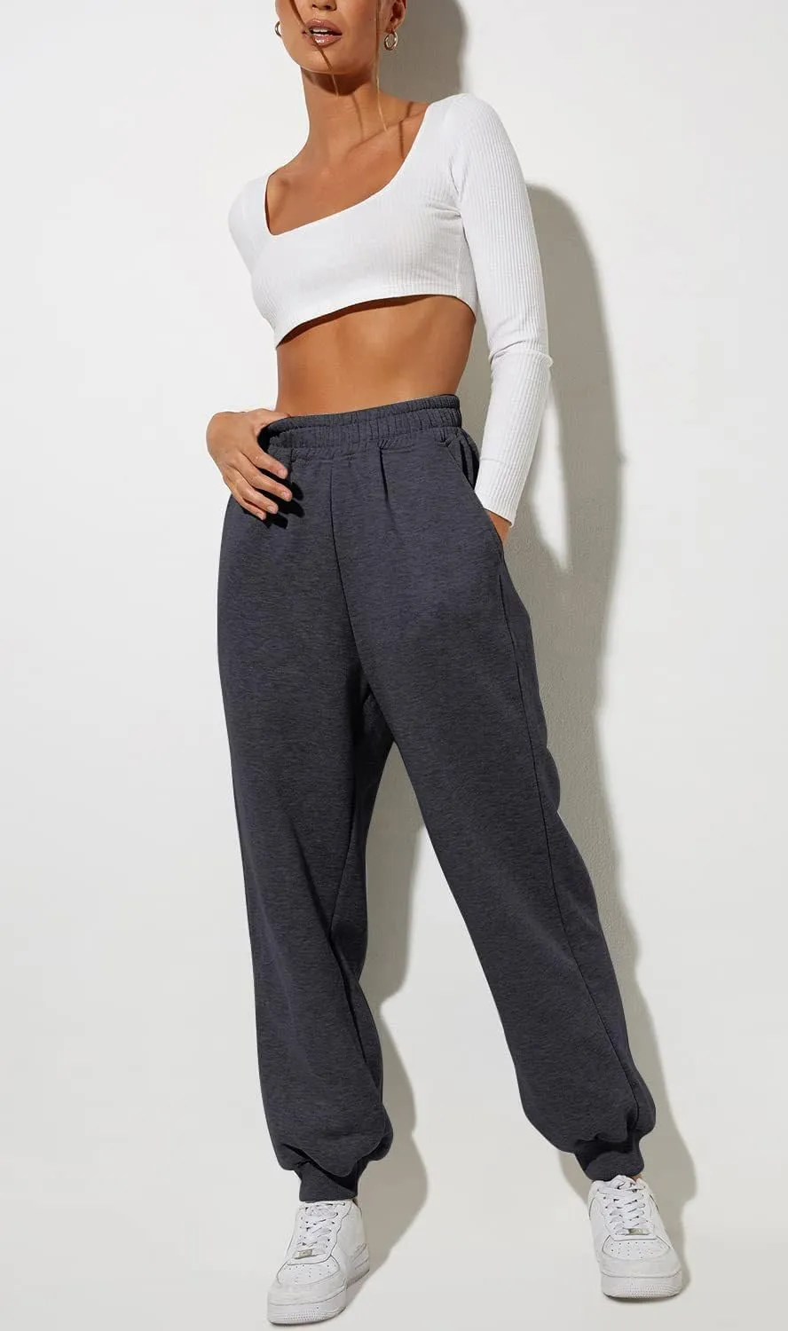 Baggy Sweatpants for Women 2024 High Waisted Casual Workout Joggers Pants Y2k Trendy Lounge Trousers Bottoms Pockets