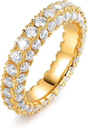 Barzel Womens 3 Row Eternity Ring Wedding Band 18k White Gold or Rose Gold Plated Cubic Zirconia Eternity Band Ring Jewelry