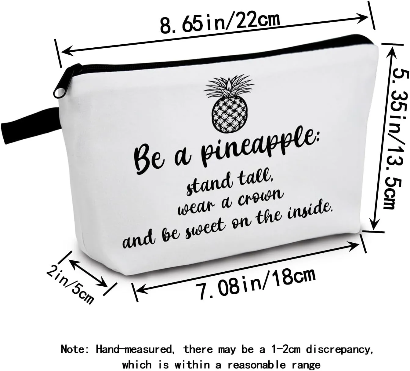 Be a Pineapple Cute Print Travel Cosmetic Pouch Bridesmaid Gift Makeup Organizer Toiletry Bag Pineapple Lovers Gift Makeup Bag Inspirational Gift for Women Motivational Graduation Gifts