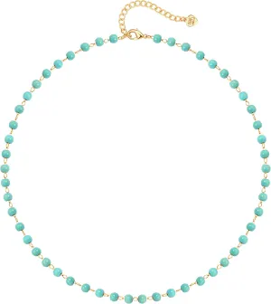 Beaded Choker Necklaces for Women Girls Natural Turquoise Fluorite Malachite Stone Bohemian Beaded Choker Jewelry