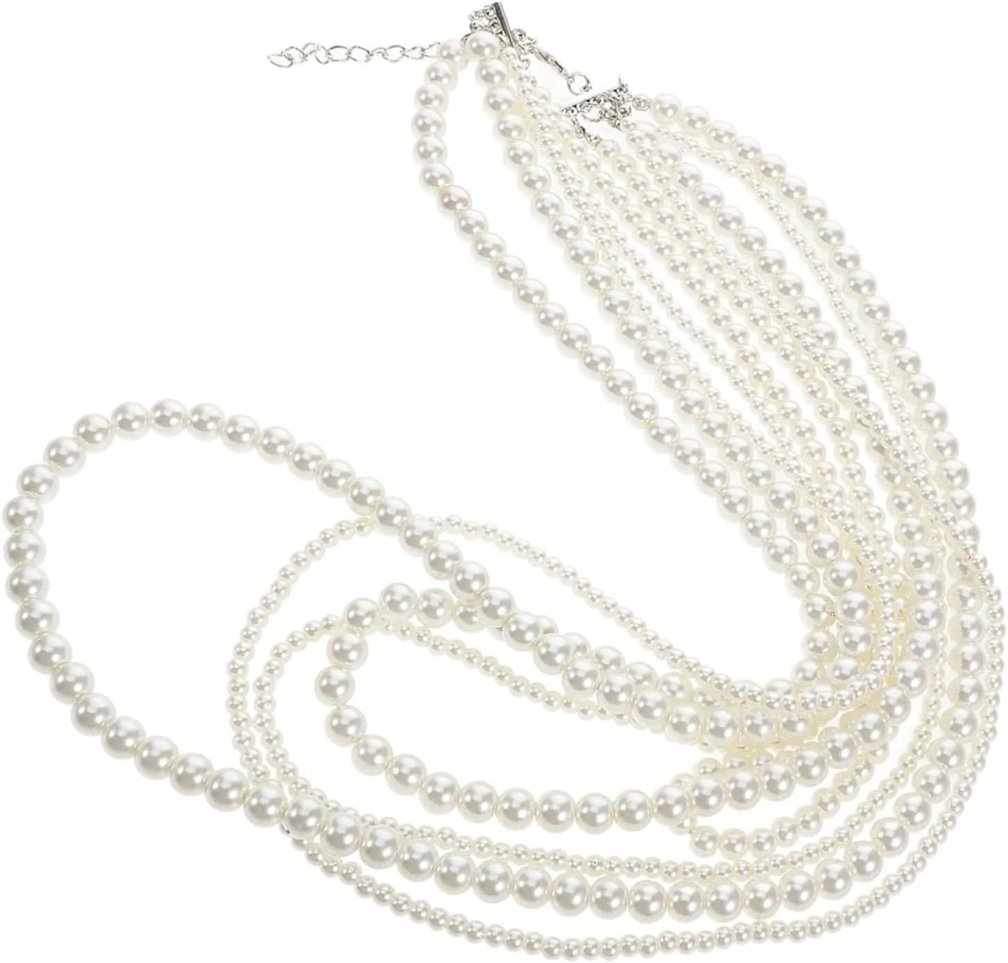 Beaupretty Elegant Long Layered Pearl Necklace for Women Statement Jewelry for Tea Parties Special Occasions Versatile Boho Fashion Accessory with Unique Charm