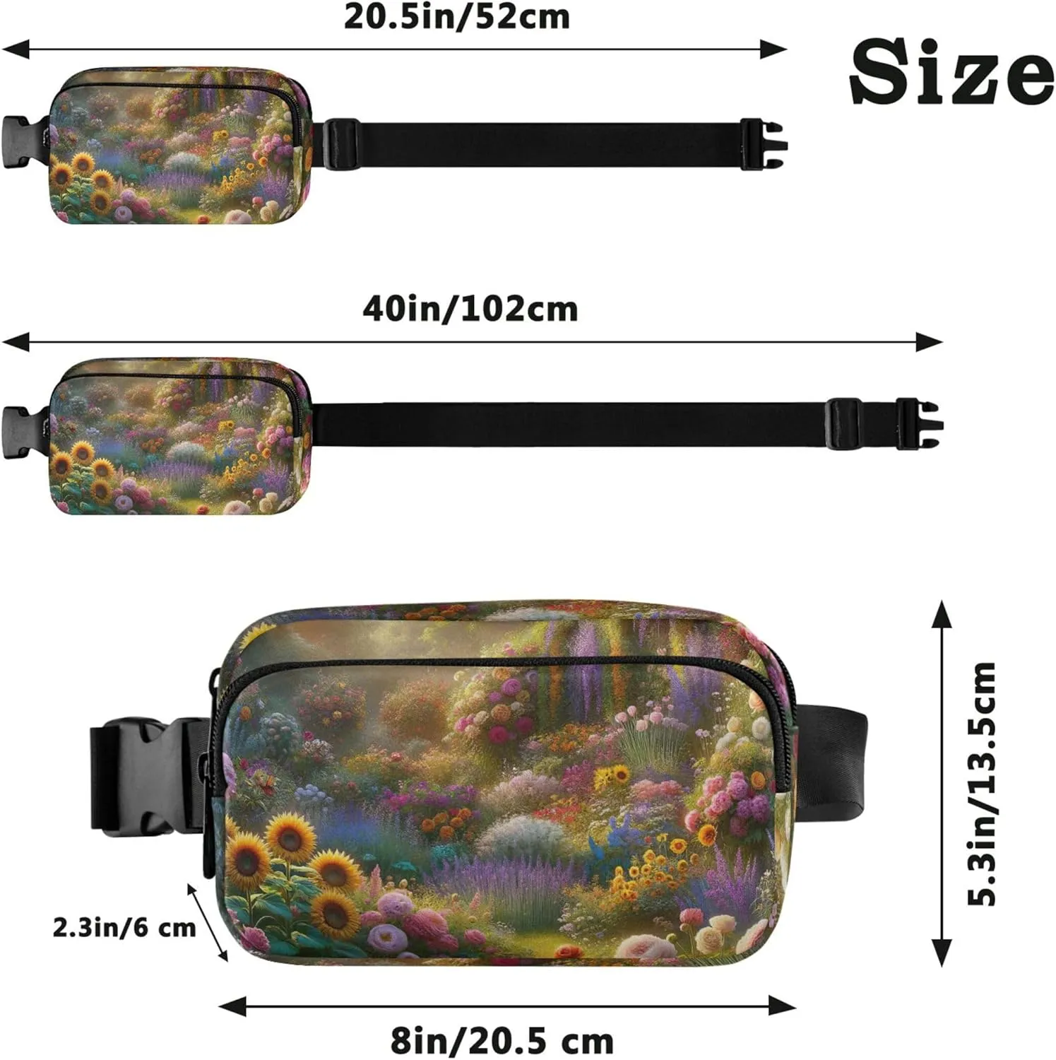 Beautiful Floral Blooming Valley Fanny Pack for Women Waterproof Hip Pack Belt Bag Cute Waist Purse for Women