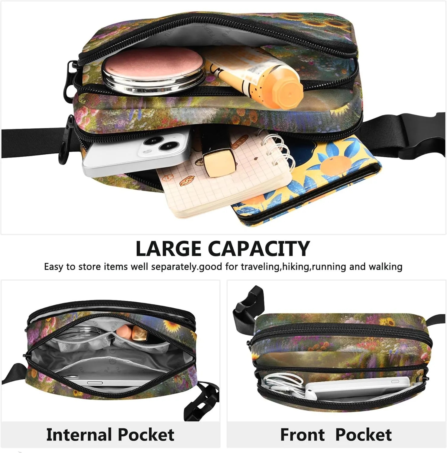 Beautiful Floral Blooming Valley Fanny Pack for Women Waterproof Hip Pack Belt Bag Cute Waist Purse for Women
