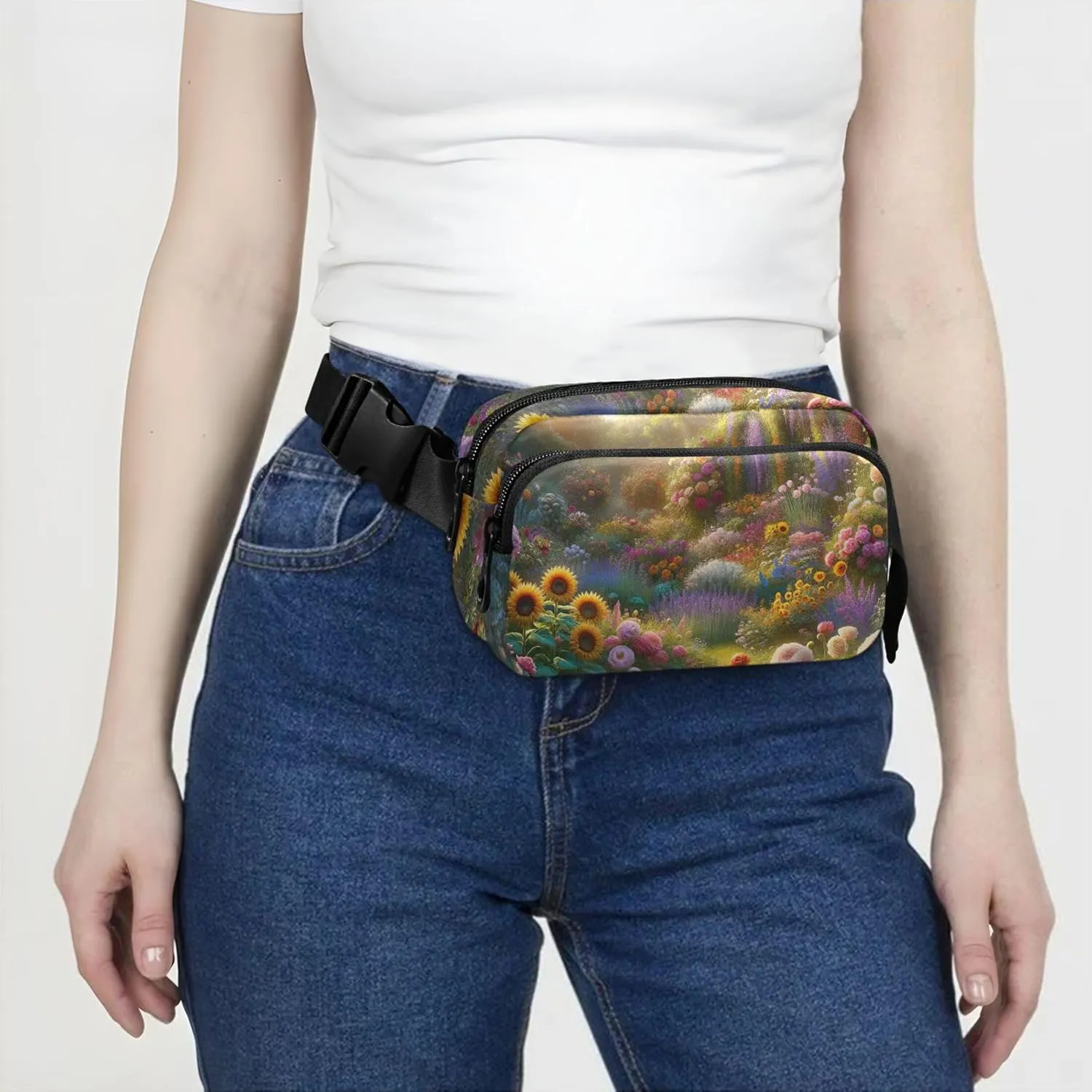 Beautiful Floral Blooming Valley Fanny Pack for Women Waterproof Hip Pack Belt Bag Cute Waist Purse for Women