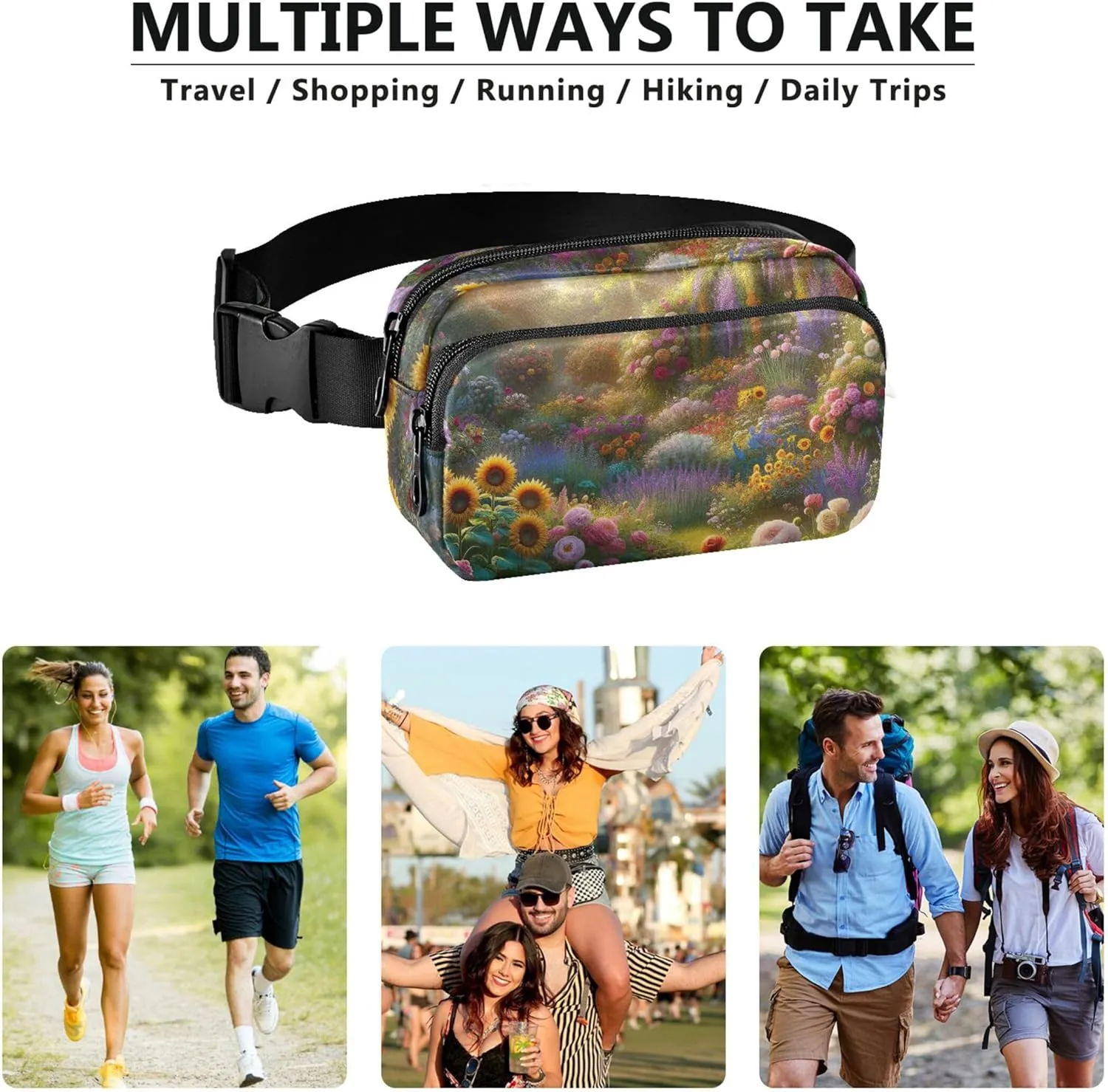Beautiful Floral Blooming Valley Fanny Pack for Women Waterproof Hip Pack Belt Bag Cute Waist Purse for Women