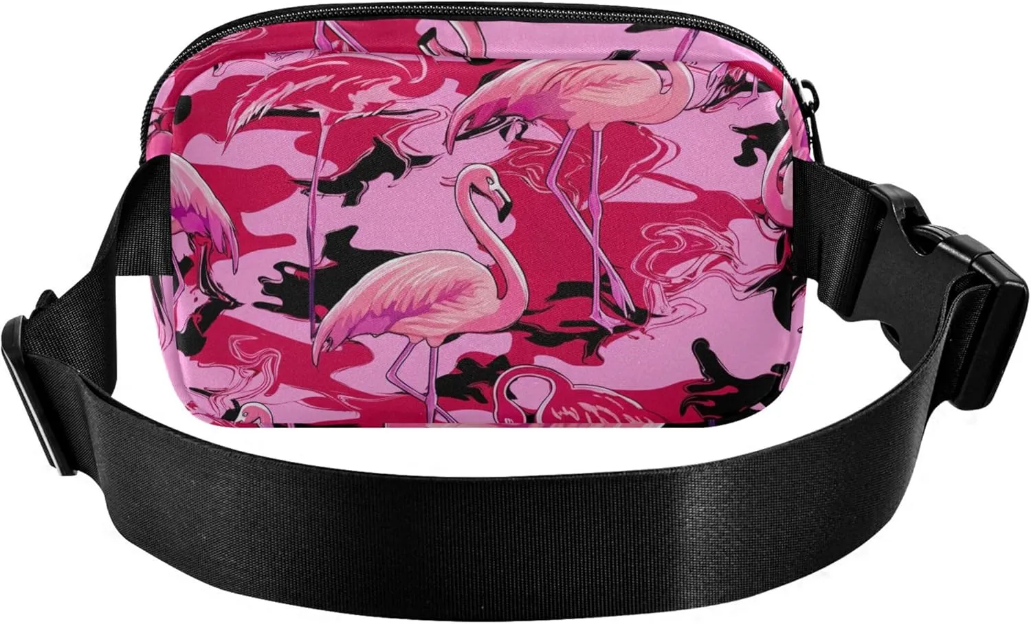 Beautiful Pink Flamingos Fanny Packs Women Waterproof Hip Pack Belt Pouch Funky Waist Pouch for Women
