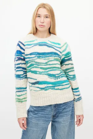 Beige & Blue Loose Knit Sweater