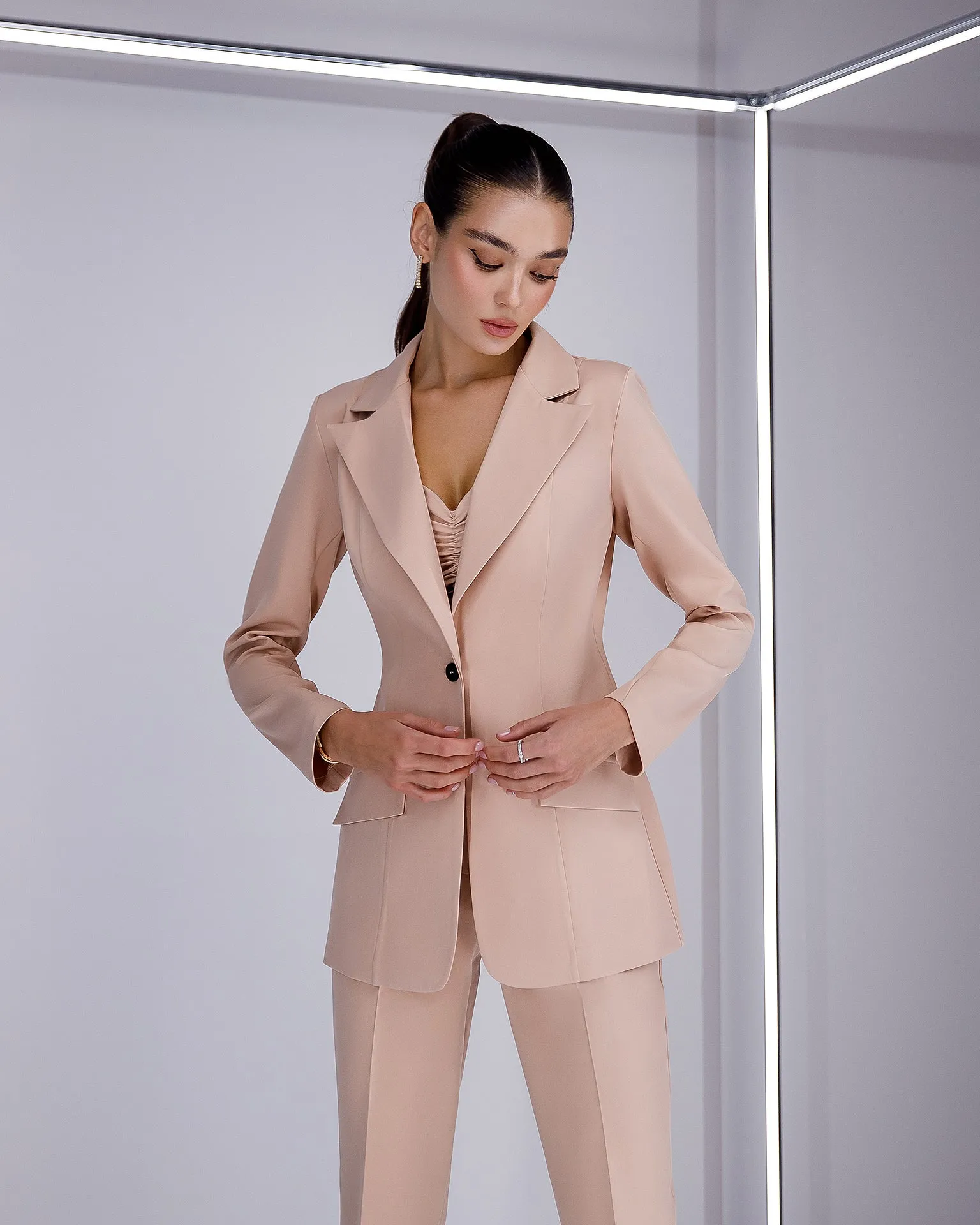 Beige Regular-Fit 3-Piece Suit