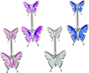 BESTYASH Butterfly Navel Ring Jewelry Women's Belly Rings Fake Belly Button Piercing Chic Navel Piercing Bars