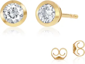 Bezel Set Lab Grown Diamond Stud Earrings for Women and Men | 1/6-3 1/4 CT. TW. Diamond Earrings | Real 14K White and Yellow Gold | Certified GH VS-SI Diamonds