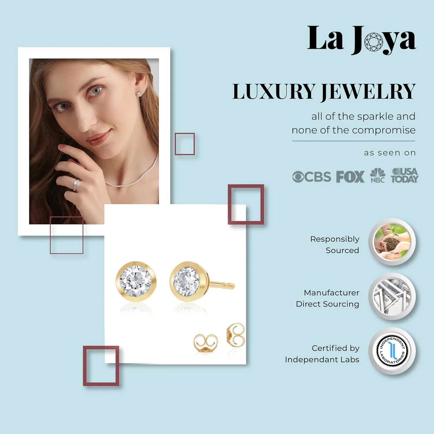Bezel Set Lab Grown Diamond Stud Earrings for Women and Men | 1/6-3 1/4 CT. TW. Diamond Earrings | Real 14K White and Yellow Gold | Certified GH VS-SI Diamonds