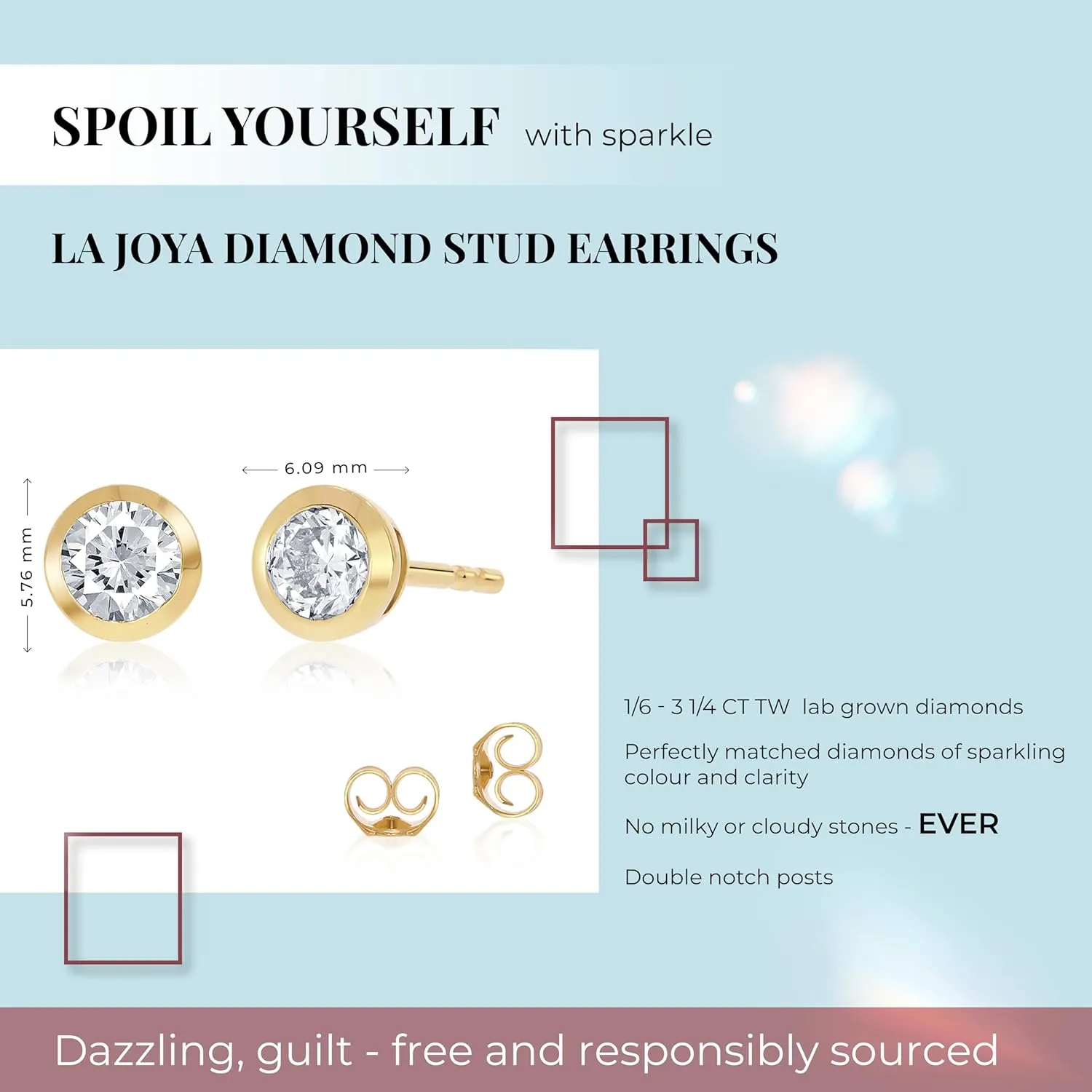Bezel Set Lab Grown Diamond Stud Earrings for Women and Men | 1/6-3 1/4 CT. TW. Diamond Earrings | Real 14K White and Yellow Gold | Certified GH VS-SI Diamonds