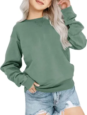 Bingerlily Girls Casual Long Sleeve Sweatshirt Crew Neck Cute Pullover Relaxed Fit Tops